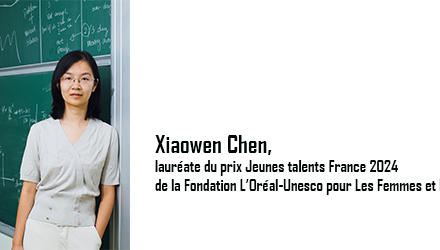 Xiaowen Chen, lauréate du prix Jeunes talents France 2024 de la Fondation L’Oréal-Unesco pour Les Femmes et la Science